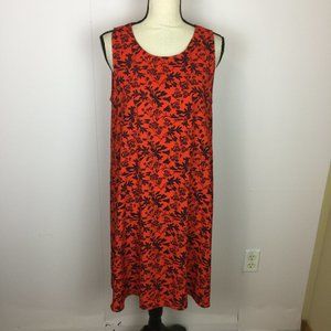 Halogen Tank Mini Shift Dress Size M Womans Orange Blue Floral Print Sleeveless